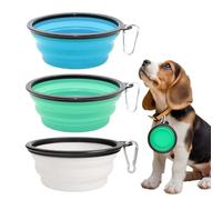 GNALIA Cubo Plegable Para Mascotas 2 Unidades Comedero Bebedero Silicona 350Ml Viaje Portátil Sin Bpa Lavavajillas Colores Azul Claro Y Verde