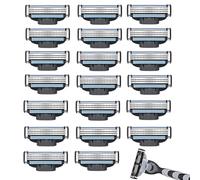 GNALIA Mach 3-20 Recambios - Cuchillas 3 Capas Azul/Negro - Doble Lubricación Para Afeitado Preciso