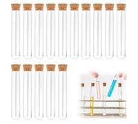 GNALIA Probetas Plástico 15 Unidades, Tubos De Ensayo Transparentes Con Tapones De Corcho, Para Especias Y Confitería, Dimensiones 12Mm × 75Mm