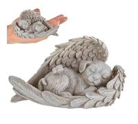 GNALIA Recuerdo Perro Fallecido, Estatua Conmemorativa Resina Perro Ángel Dormido, Homenaje Mascotas Amadas, Cementerio Mascotas Color Gris Tamaño Estándar