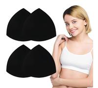GNALIA Relleno Sujetador 2 Pares 4 Unidades Almohadillas Push Up Resistente Agua Insertos Ropa Interior Extraíbles Bikini Color Negro 8Mm Grosor