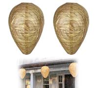 GNALIA Repelente Avispas Exterior 2 Unidades, Nidos Falsos Avisperos Resistente Agua Para Ahuyentar Abejas Y Avispas, Techo Colgar, Color Amarillo, Tamaño 28Cm