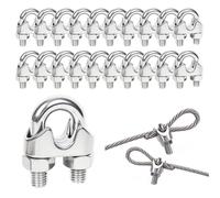 GNALIA Tensor Cuerda Tendedero 20 Unidades, Abrazadera Cable Acero Inoxidable 304 Plateado, Fijación Para Tendedero Y Suspensión, Diámetro 4Mm M4