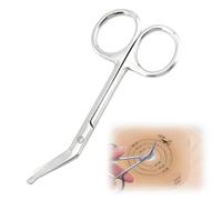 GNALIA Tijeras Enfermeria Para Bolsa De Ostomía Con Punta Redonda Roma, Acero Inoxidable Plata, Tamaño 110Mm, 1 Unidad