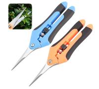 GNALIA Tijeras Vendimia 2 Piezas Profesionales, Tijeras Poda Jardinería Bonsái, Cosecha Frutas Verduras, Longitud 16 Cm, Colores Naranja/Negro Y Azul/Negro