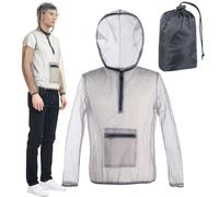 Gnat Jacket, Fly Clothing, Netting, Hooded Transpirable Mesh Protection Wear for Men Women Adult Camping Hiking Outdoor Adventures Fishing Shield Activities