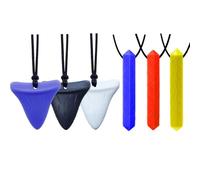 GNAWRISHING Collares masticables para niños sensoriales, 6 piezas, juguetes sensoriales masticables para autismo, niñas y niños, TDAH, niños pequeños, adultos (3 tiburones, 3 piezas en forma de