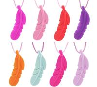 GNAWRISHING Collares masticables para niños sensoriales, 8 piezas, juguetes sensoriales masticables para niñas con autismo, TDAH, niños pequeños, adultos (8 piezas con forma de pluma para niña)