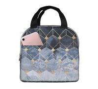Gnbmvcc Blue Hexagons and Diamonds - Lonchera aislada de papel de aluminio para hombres y mujeres, bolsa de mano para adultos