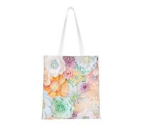 Gnbmvcc Bolsa de compras reutilizable de 1 15 x 16 pulgadas, diseño de flores coloridas, bolsa de lona, bolsa de protección del medio ambiente