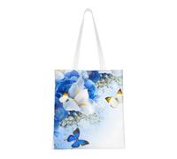 Gnbmvcc Bolsa de compras reutilizable de 15 x 16 pulgadas, diseño de flores y mariposas, bolsa de lona, bolsa de protección del medio ambiente