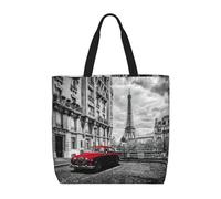 Gnbmvcc City Street - Bolso de mano personalizado de gran capacidad, estilo retro, color rojo, adecuado para mujeres, escuela, trabajo, compras y viajes.