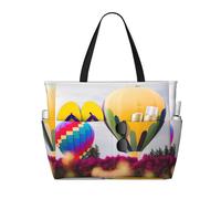 Gnbmvcc Color Hot Air Balloon - Bolso de playa de gran tamaño para mujer, con cremallera, para viajes, compras, viajes, piscina