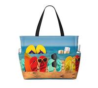 Gnbmvcc Coloridas chanclas de playa para mujer, bolsa de playa de gran tamaño, con cremallera, bolso de mano para mujer, viajes, compras, viajes, piscina