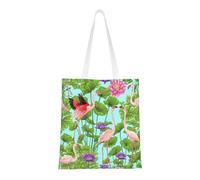 Gnbmvcc Flamingo Love Flowers - Bolsa de compras reutilizable de 15 x 16 pulgadas, bolsa de lona, bolsa de protección del medio ambiente