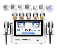 GNbow Máquina de Belleza de Tetaje de la Piel del Elevador de la Cara 7d Hifu, Estiramiento Corporal para Estiramiento de la Piel Máquina Hifu 2 Manijas con 7 Cartuchos