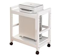GNbow Soporte de Torre for computadora con 4 Ruedas giratorias, Carrito metálico con Soporte for CPU de 2 Niveles for Oficina en casa (Color : Blanco, S : 55 * 35 * 65.5cm)
