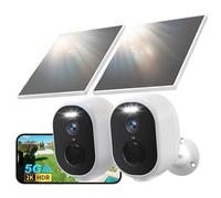 GNCC 2K 4MP Cámara Vigilancia WiFi Exterior Solar 5G / 2.4GHz(2-Pack) | Visión Nocturna a Color, 5200mAh Batería, sin Cables, Detección de IA, Audio Bidireccional, SD/Cloud, Compatible con Alexa