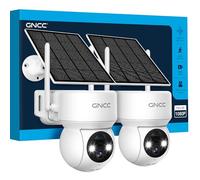 GNCC 2PCS Camara Vigilancia WiFi Exterior Solar con Bateria Sin Cables, 1080p/2MP, 360° PTZ Cámara Vigilancia Exterior Solar, Visión Nocturna Color, Humana Detección IA&PIR Sirena, Audio Bidireccional