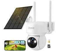 GNCC 4G LTE Cámara Vigilancia Exterior con Sim, 2K 3MP Camara Exterior Solar sin WiFi, 7800mAh, Visión Nocturna en Color, PTZ 355°/90°, Audio Bidireccional, PIR, Detección de Movimiento, Alarma, IP65