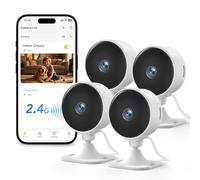 GNCC 4PCS Camara Vigilancia WiFi Interior, Cámara Vigilancia Bebés/Mascotas | 2.4GHz WiFi, 1080P Visión Nocturna, Detección Movimiento e IA, Audio Bidireccional, Alarma, Alexa, Suscripción a la Nube/SD