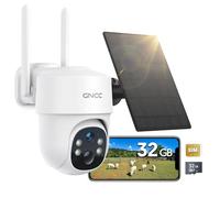 GNCC Camara Vigilancia 4G Exterior Solar con Tarjeta SIM Preinstalado sin WiFi, 3MP Camara con Batería de 8400mAh, Visión Nocturna en Color, Panorámica 360°, Audio Bidireccional, Detección PIR, IP66