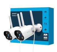 GNCC Cámara Vigilancia WiFi Exterior 2K GT1PRO, Kit 2 Unidades, Fija, IP65, Solo WiFi a 2,4 GHz, Detección Movimiento, Audio Bidireccional, 24/7, Sirena, Se Requiere Suscripción a la Nube, Enchufe