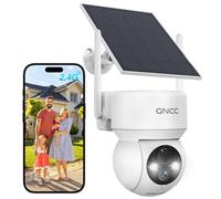 GNCC Camara Vigilancia WiFi Exterior Solar con Bateria Sin Cables, 360° PTZ | 1080p/2MP Visión Nocturna Color, Humana Detección de IA, PIR Sirena, Audio Bidireccional