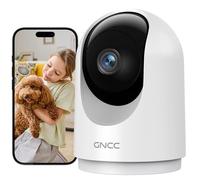 GNCC Cámara Vigilancia WiFi Interior 2K 3MP 2.4/5GHz Visión Nocturna 1 Pack | Monitor Bebés y Mascotas, SD/Cloud, 360°PTZ, Detección Movimiento e IA, Audio Bidireccional, Modo Privado, Alarma, Alexa