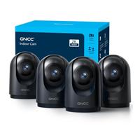 GNCC Cámara Vigilancia WiFi Interior 2K 3MP 2.4/5GHz Visión Nocturna 4 Pack | Negro, Monitor Bebés y Mascotas, SD/Cloud, 360°, Detección Movimiento e IA, Audio Bidireccional, Modo Privado, Alarma