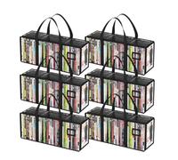 GNEGNI LIFE Juego de 4 bolsas de almacenamiento para DVD, organizador de medios portátil de PVC transparente con ventana y asas, soporte para 160 DVD (58 x 22 x 16 cm) (6 unidades)