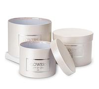 GnFlus Caja de regalo blanca redonda con tapas, juego de 3 cajas de regalo anidadas para regalos, cajas de flores de varios tamaños para arreglos, cumpleaños, boda, dama de honor, graduación, Navidad,