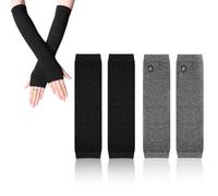 GNHG 2 pares de guantes térmicos de brazo largo, guantes térmicos sin dedos, guantes térmicos de invierno, guantes térmicos simples y elegantes para hombres y mujeres