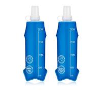 GNHG 2 Piezas Botellas de Agua de Silicona Plegables 250ml con Mosquetón y Bolsa de Bebida, Botella de Agua Resellable para Camping, Trekking, Deportes al Aire Libre
