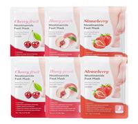 GNHG 6 Pares de Mascarilla para Pies, Contienen Niacinamida, Calcetines Exfoliantes de Pies, Hidratante Delicada para pies Secos y Agrietados (Melocotón + Cereza + Fresa)