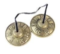 GNHG Cuenco Tibetano, Cuenco Tibetano Grande, Ajuny Platillos tibetanos Tingsha Campanas Budista Meditación Yoga Bell en Relieve Manjira Regalos espirituales