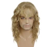 GNIMEGIL 50,8cm Peluca hombre rubia rizada (años 70/80) Punk Rocker Halloween Cosplay ajustable fibra sintética