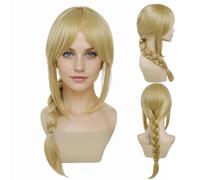 GNIMEGIL Peluca de Applejack pelucas de vaquera para mujer.Peluca rubia de 63,5 cm de largo con flequillo y coletas,Para Halloween,fiestas de disfraces,anime,cosplay,pelucas para Navidad sintéticos