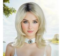 GNIMEGIL Peluca rubia degradada de 20 pulgadas, pelo sintético resistente al calor para Halloween, anime, cosplay, se adapta a pelucas de novia de Chucky para muñecas, peluca rubia con fibra de alta