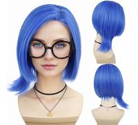 GNIMEGIL Pelucas Blue Sadness Peluca bob azul para mujer, estilo anime, sintética, para cosplay, Halloween y fiestas