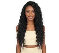 GNIMEGIL pelucas negras rizadas de 66 cm para mujer,con flequillo y raya al lado,para uso diario,fiestas de carnaval,disfraces de Halloween, pelucas sintéticas onduladas,para reemplazo capilar