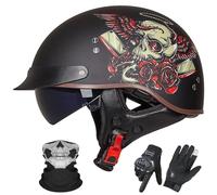 GNIUBBDB Casco Abierto De Motocicleta De Estilo Alemán, Homologado Según La Norma ECE 22.06, con Visera Solar para Hombres y Mujeres Adultos E,M (55-56cm)