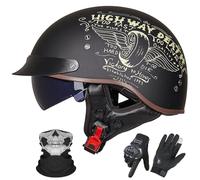 GNIUBBDB Casco Abierto De Motocicleta De Estilo Alemán, Homologado Según La Norma ECE 22.06, con Visera Solar para Hombres y Mujeres Adultos G,XL (59-60cm)