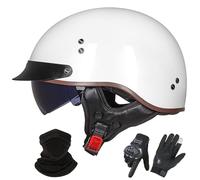 GNIUBBDB Casco Jet de Motocicleta de Estilo Alemán, Homologado Según La Norma ECE 22.06, De Media Cara Abierta con Visera Solar, Apto para Hombres y Mujeres Adultos C,M (55-56cm)