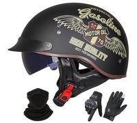 GNIUBBDB Casco Jet de Motocicleta de Estilo Alemán, Homologado Según La Norma ECE 22.06, De Media Cara Abierta con Visera Solar, Apto para Hombres y Mujeres Adultos M,XXL (61-62cm)