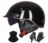 GNIUBBDB Casco Jet de Motocicleta de Estilo Alemán, Homologado Según La Norma ECE 22.06, De Media Cara Abierta con Visera Solar, Apto para Hombres y Mujeres Adultos D,XXL (61-62cm)