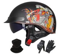 GNIUBBDB Casco Jet de Motocicleta de Estilo Alemán, Homologado Según La Norma ECE 22.06, De Media Cara Abierta con Visera Solar, Apto para Hombres y Mujeres Adultos I,XL (59-60cm)