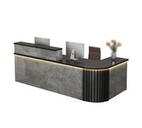 GNNymphyte En Forma De L Mostrador De Recepción De Madera，Luces LED，Gran Espacio De Almacenamiento，Adecuado para Bangongshi Comercial，hoteles(Black,Left_200X60X100CM)