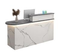 GNNymphyte Genérico Mostrador De Recepción Moderno con Luz LED, Cajón con Cerradura Y Deflector En Forma De L ，Adecuado para Mostrador De Caja, Vestíbulo(Black,Left_200X55X100CM)