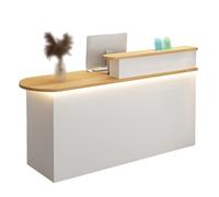 GNNymphyte Genérico Mostrador De Recepción Moderno con Luz LED, Cajón con Cerradura Y Deflector En Forma De L ，Adecuado para Mostrador De Caja, Vestíbulo(White,Right_140X55X100CM)